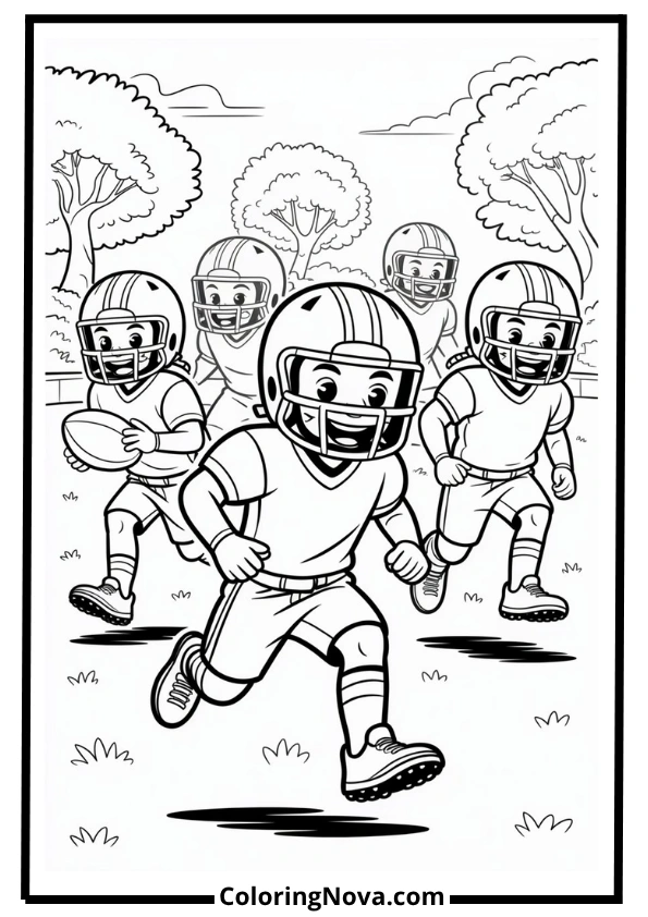 Kids Playing Football Coloring Page