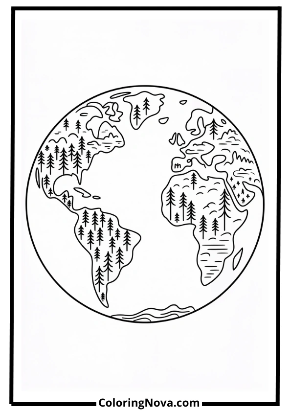 Landscape Shaped Like Earth Coloring Page