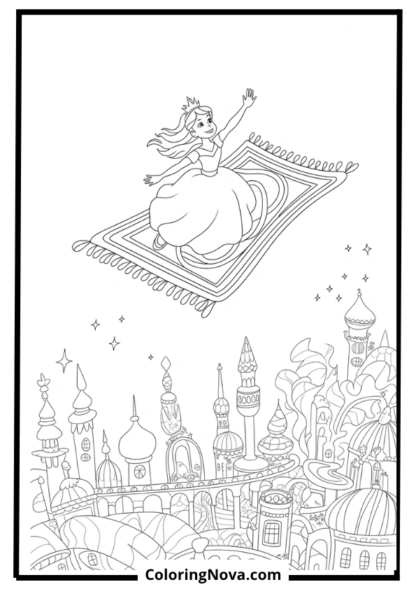 Magic Carpet Adventure Coloring Page