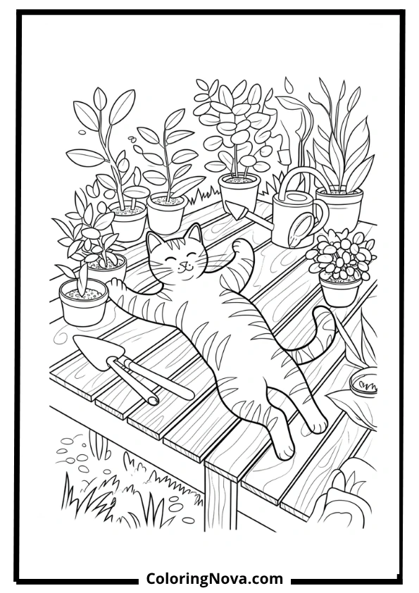 Maine Coon in Snowy Forest Coloring Page
