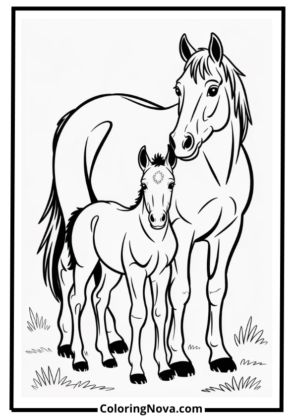 Mare and Foal Coloring Page
