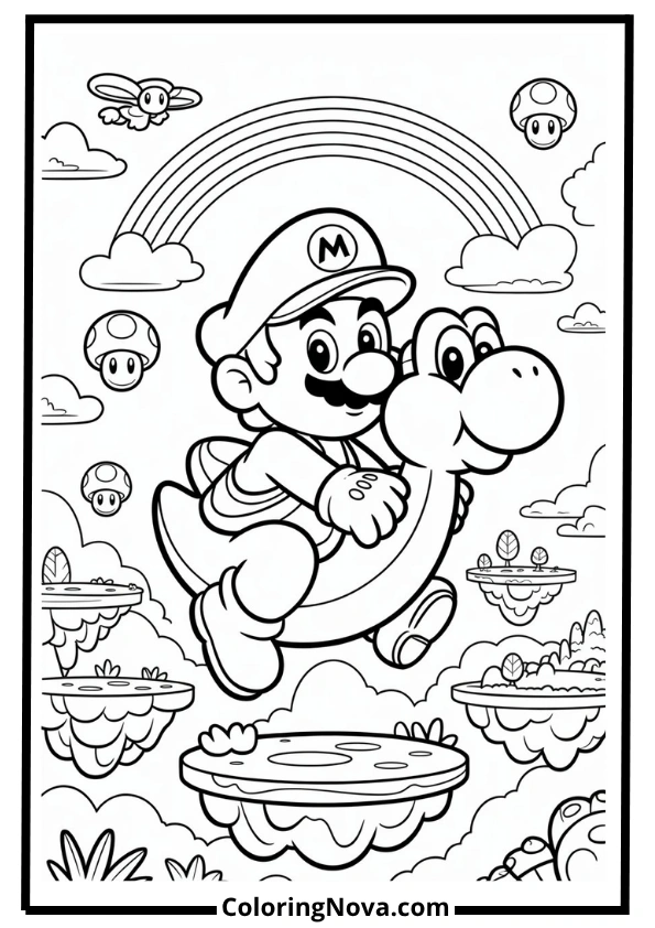 Mario Fantasy World Coloring Page