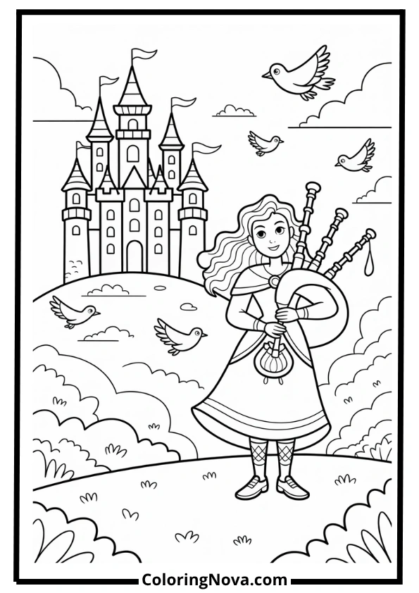 Merida Castle Hill Windy Day Coloring Page
