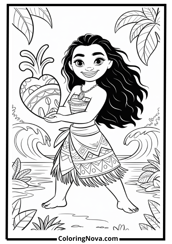 Moana Beach Heart of Te Fiti Coloring Page
