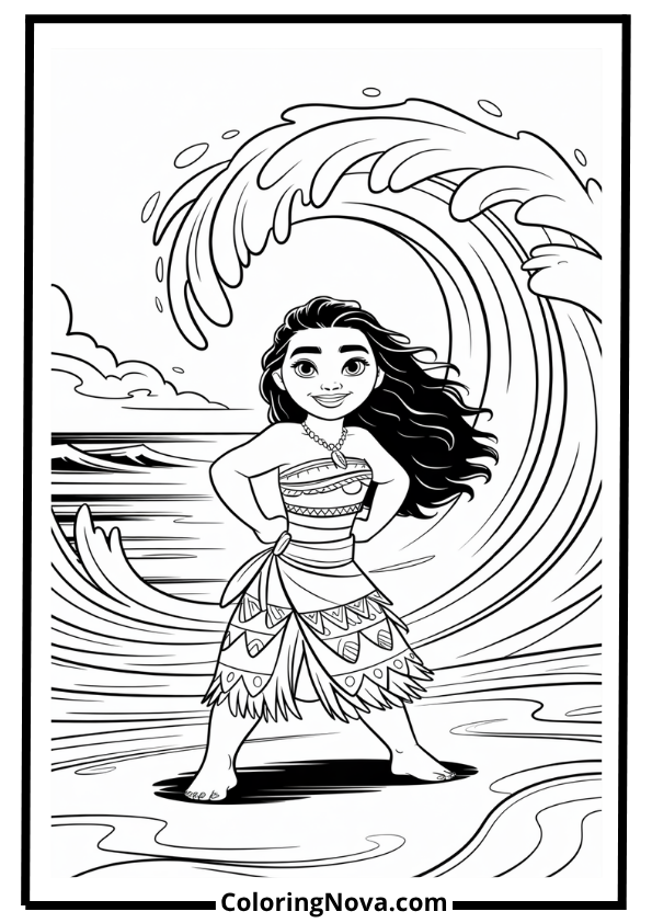 Moana Ocean Parting Scene Coloring Page