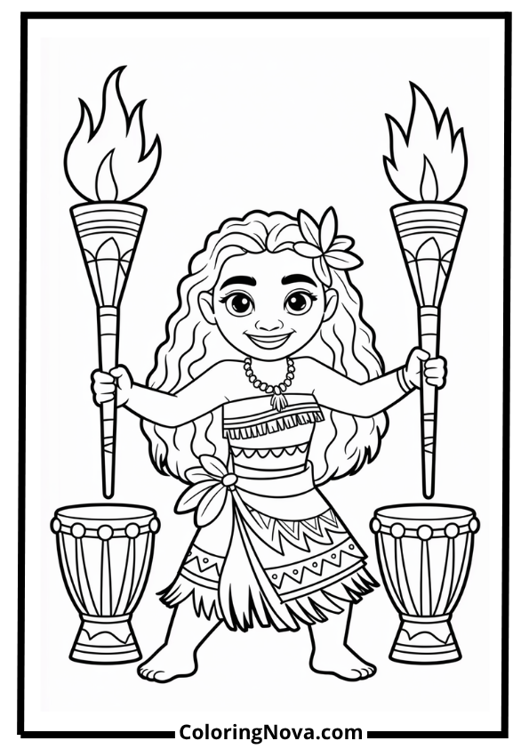 Moana Traditional Dance Festival Coloring Page