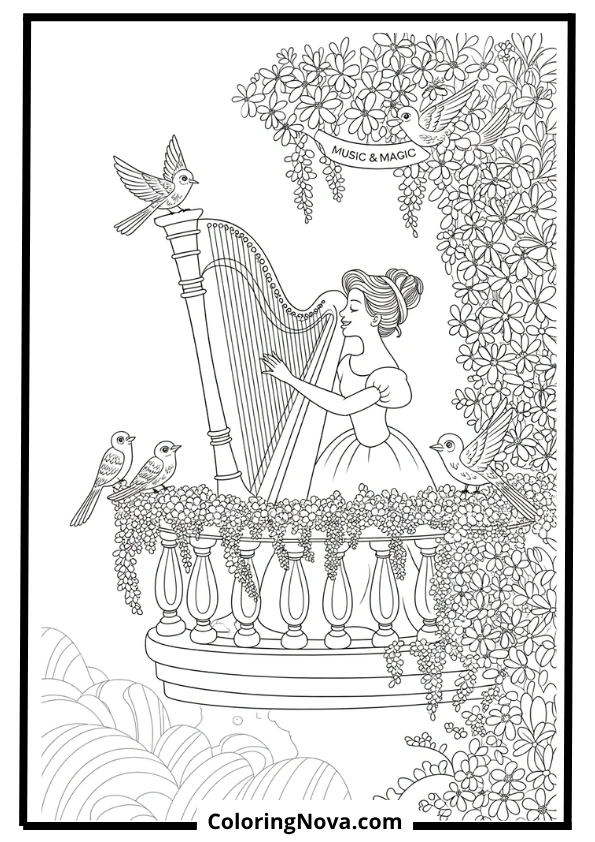 Musical Balcony Princess Coloring Page