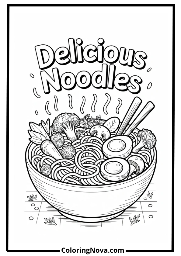 Noodles in a Bowl Coloring Page