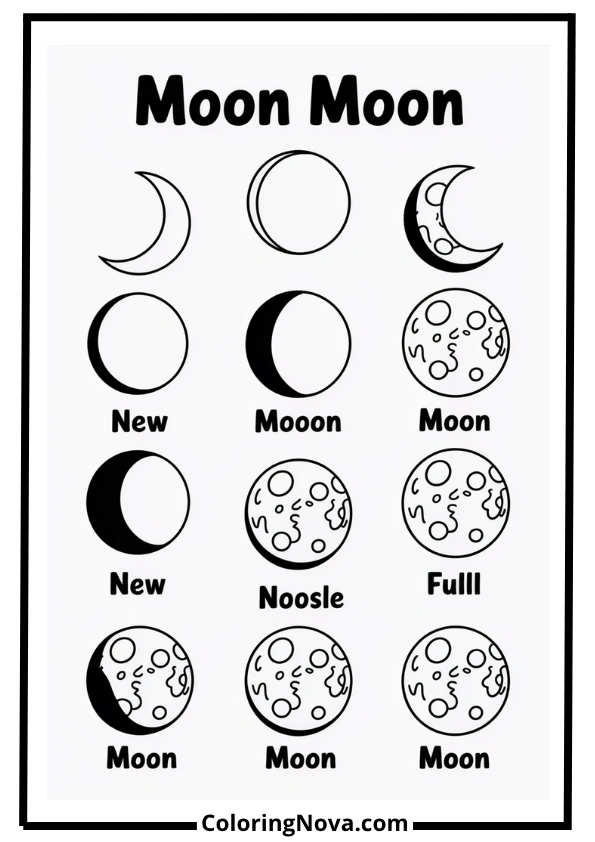 Phases of the Moon Coloring Page