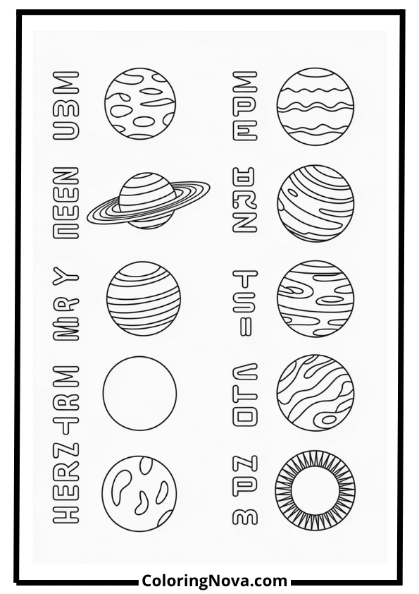 Planets in Order from the Sun Coloring Page
