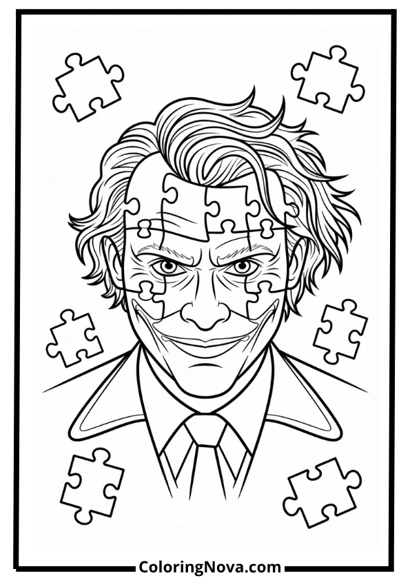 Puzzle Face Joker Coloring Page
