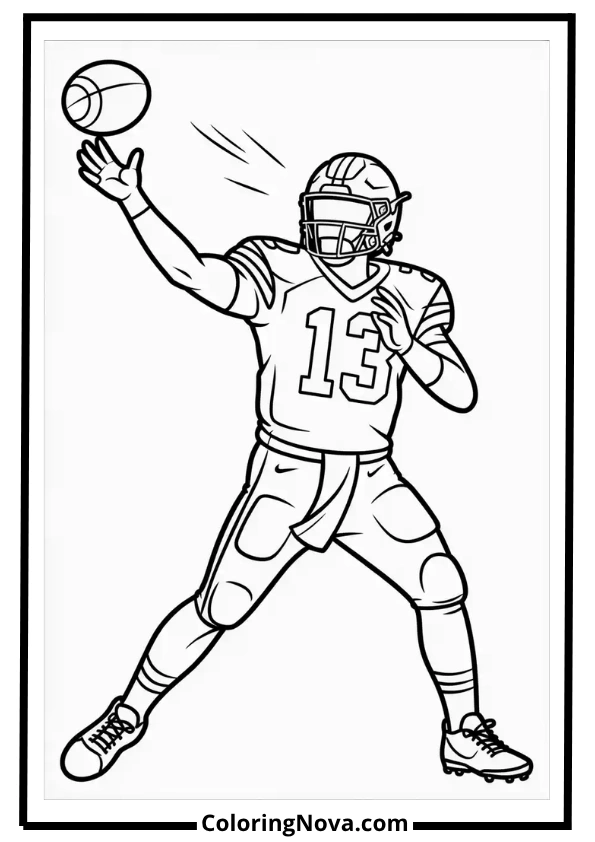 Quarterback Throwing Pass Coloring Page