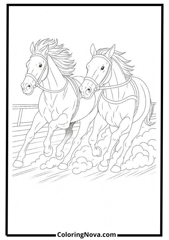Racing Horses Coloring Page