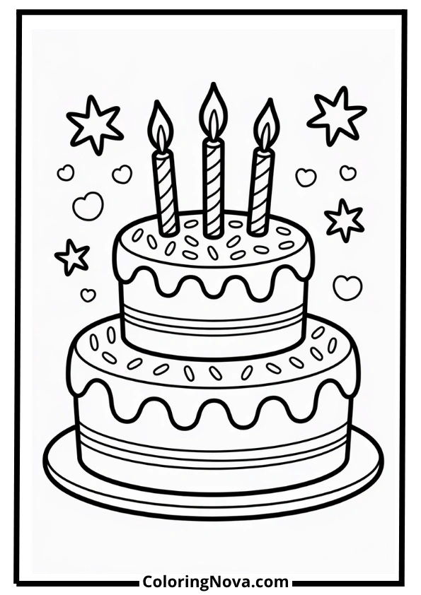 Rainbow Sprinkle Cake Coloring Page