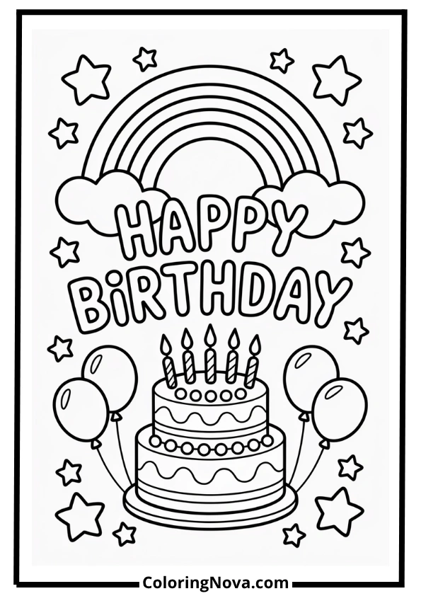Rainbow and Stars Birthday Page