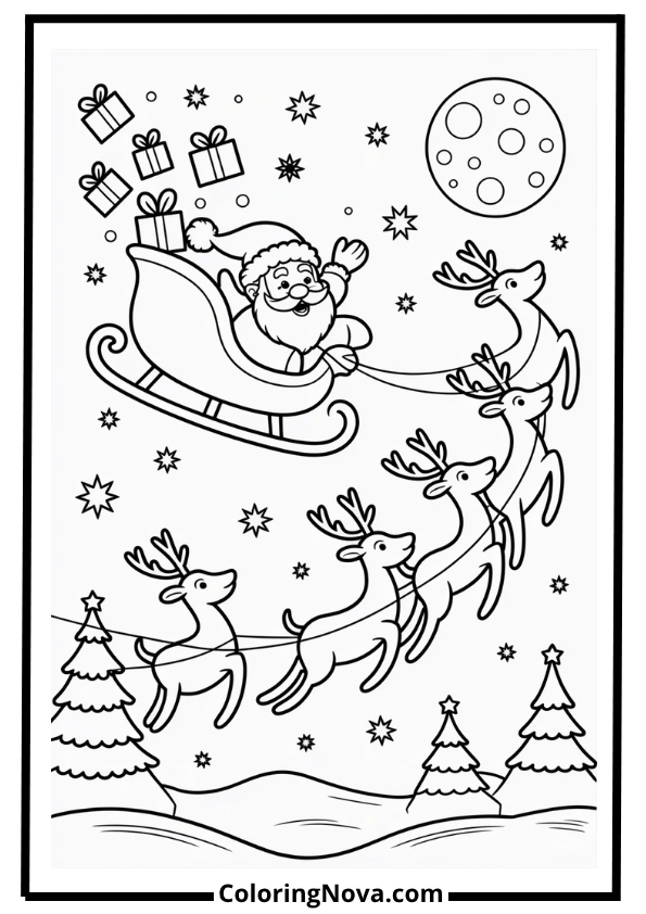 Santa’s Sleigh Ride Coloring Page