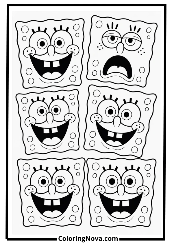 Silly Faces SpongeBob Coloring Page