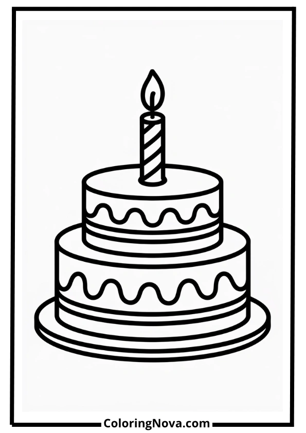 Simple Birthday Cake for Toddlers Coloring Page