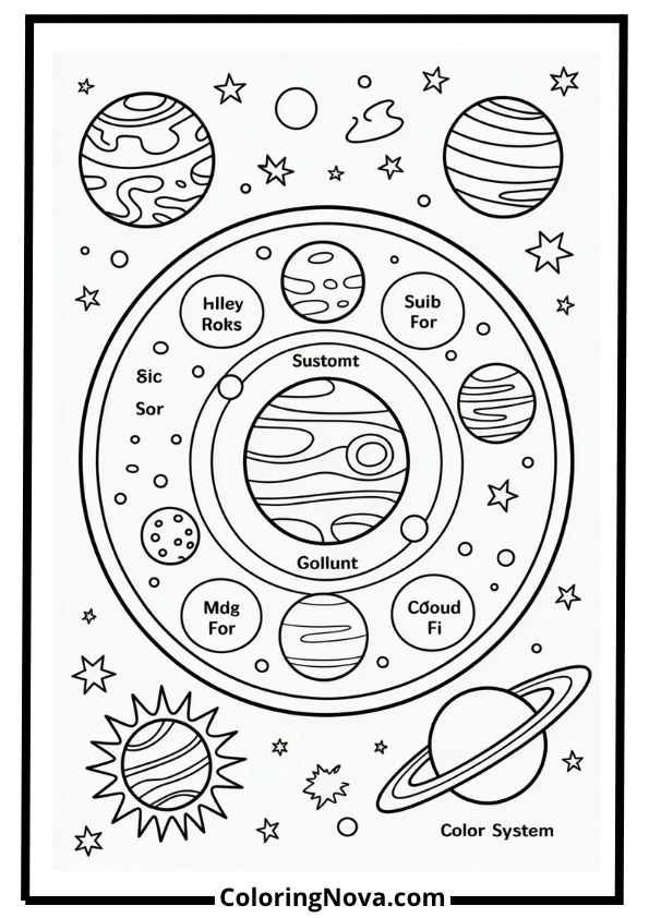 Solar System Fact Labels Coloring Page