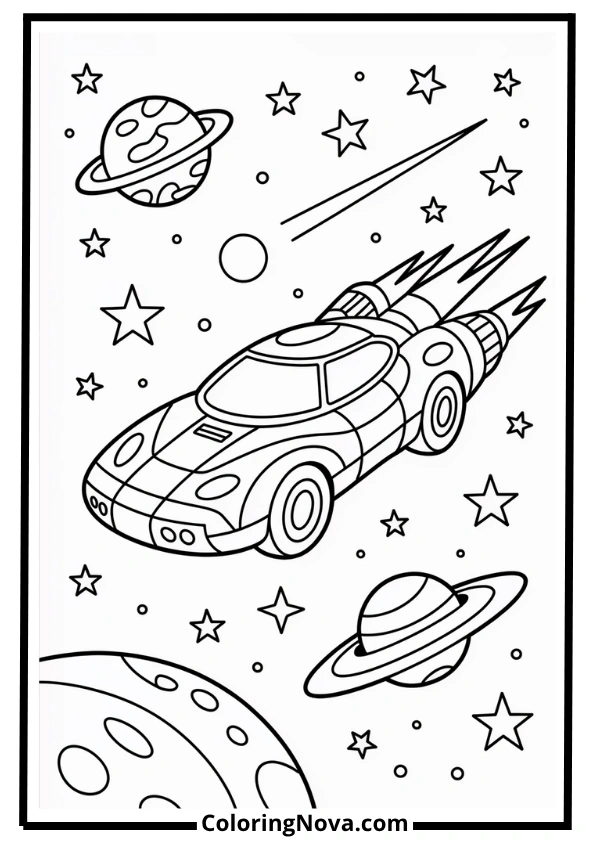 Spaceship Car Coloring Page