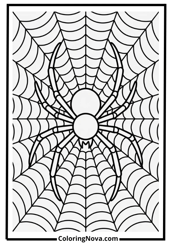 Spider and Web Design Coloring Page