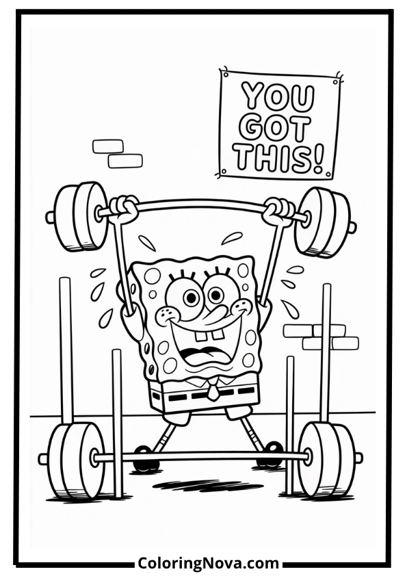 SpongeBob Lifting Stuff Coloring Page