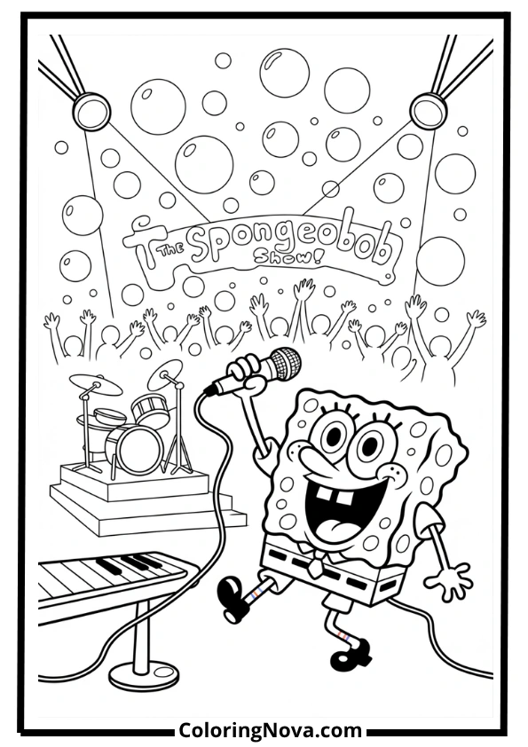 SpongeBob Singing Coloring Page