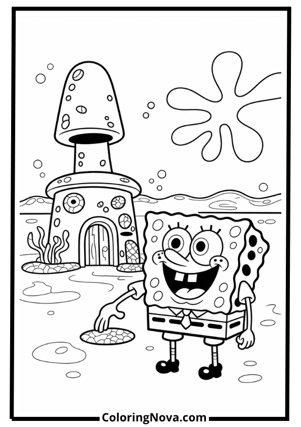 SpongeBob and Squidward Coloring Page