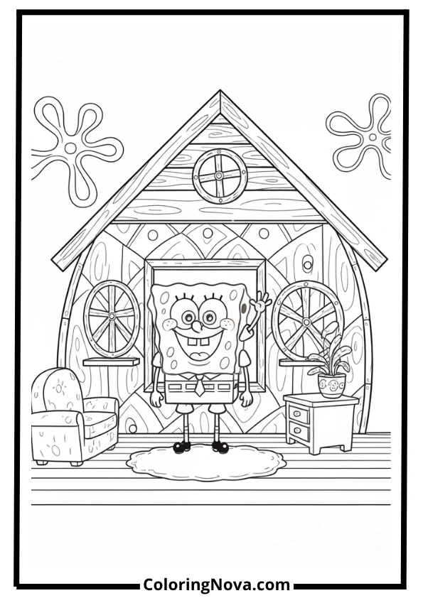 SpongeBob at Home Coloring Page
