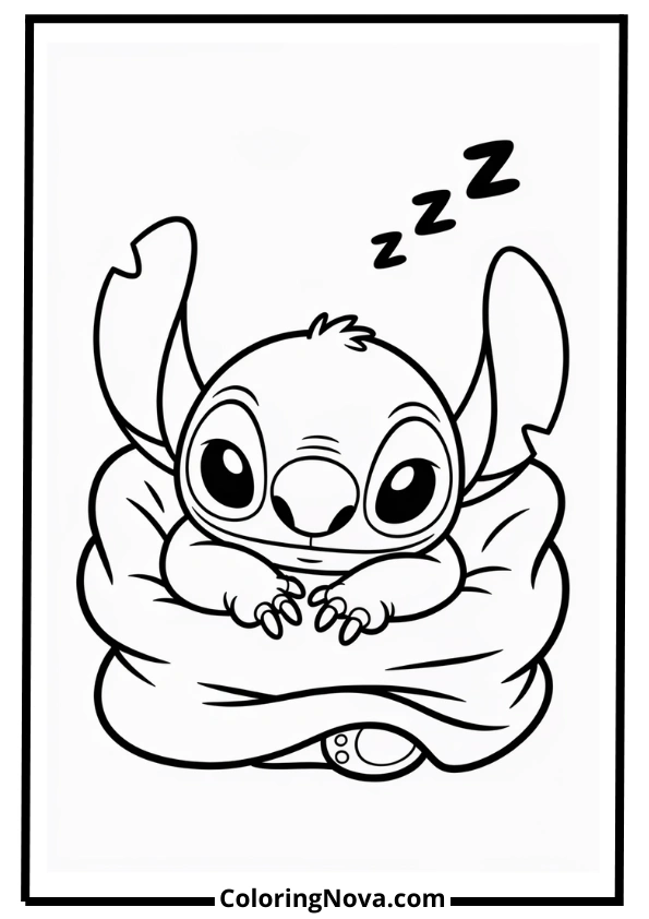 Stitch Sleeping Peacefully Coloring Pages