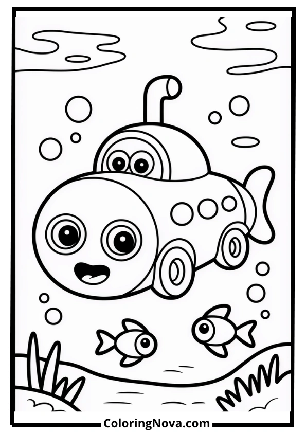Submarine Car Hybrid Coloring Page