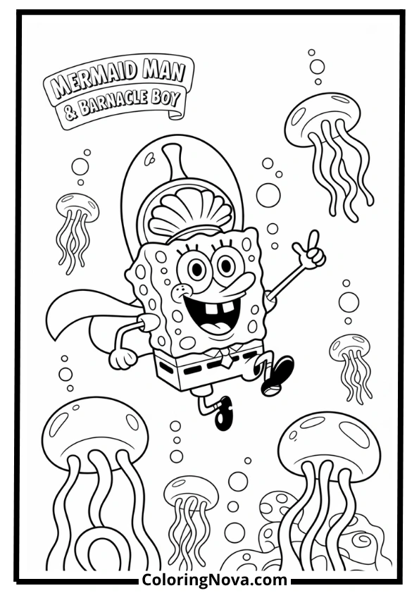 Superhero SpongeBob Coloring Page