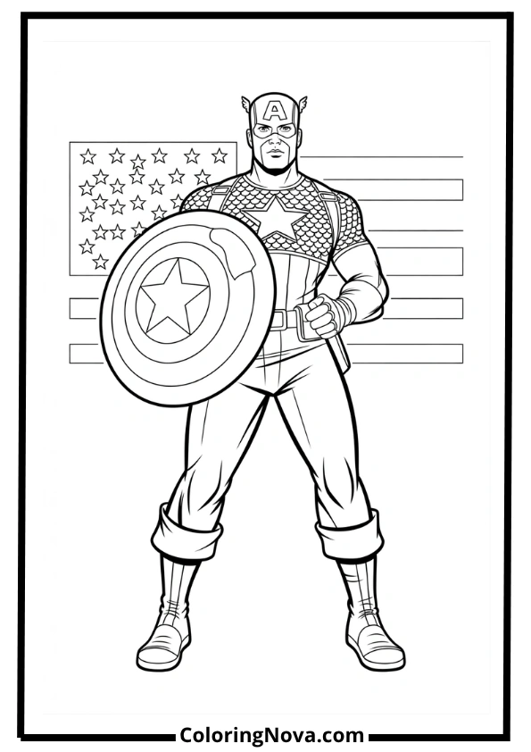 WWII Captain America Coloring Page