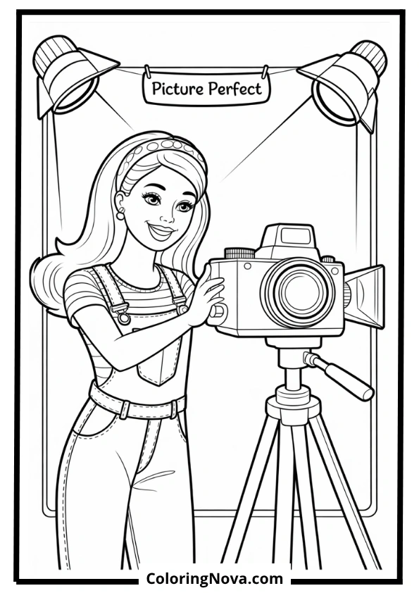 barbie photographer studio coloring page
