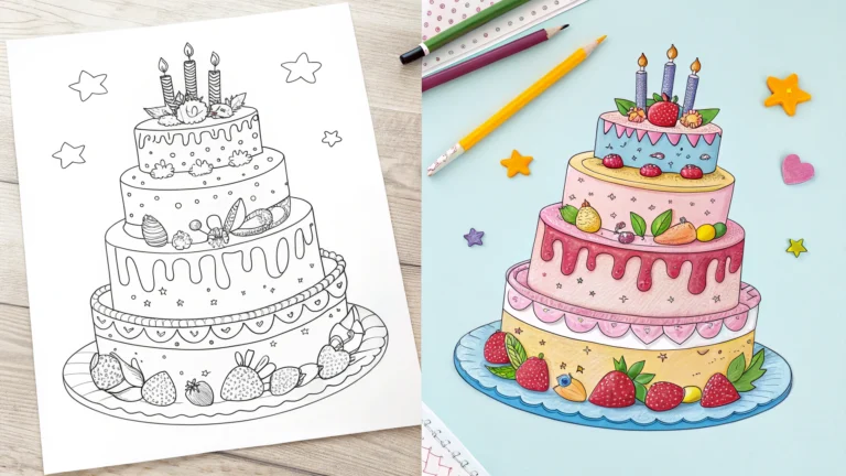 birthday cake coloring page​