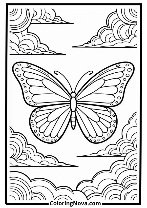 Butterfly Wings With Sky Elements Coloring Page