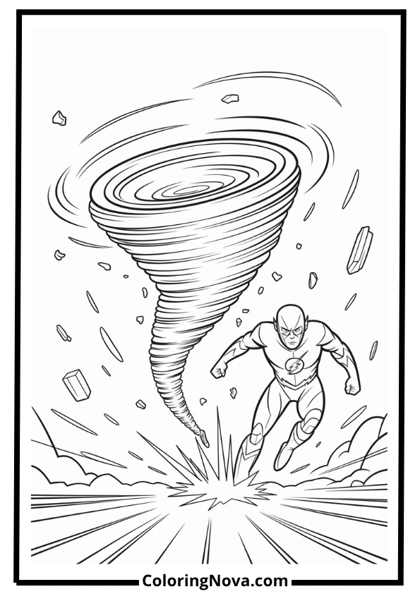Flash Tornado Attack Coloring Page