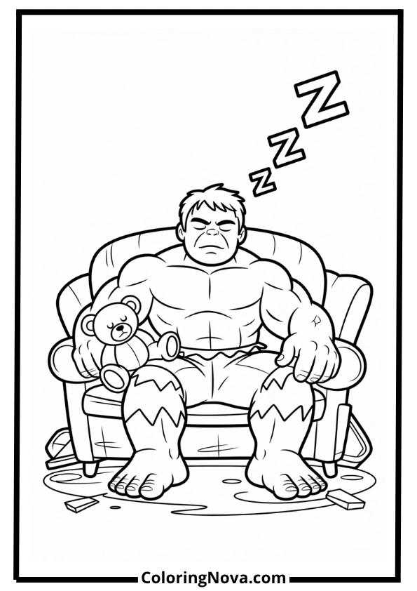 Hulk Nap Time Coloring Page