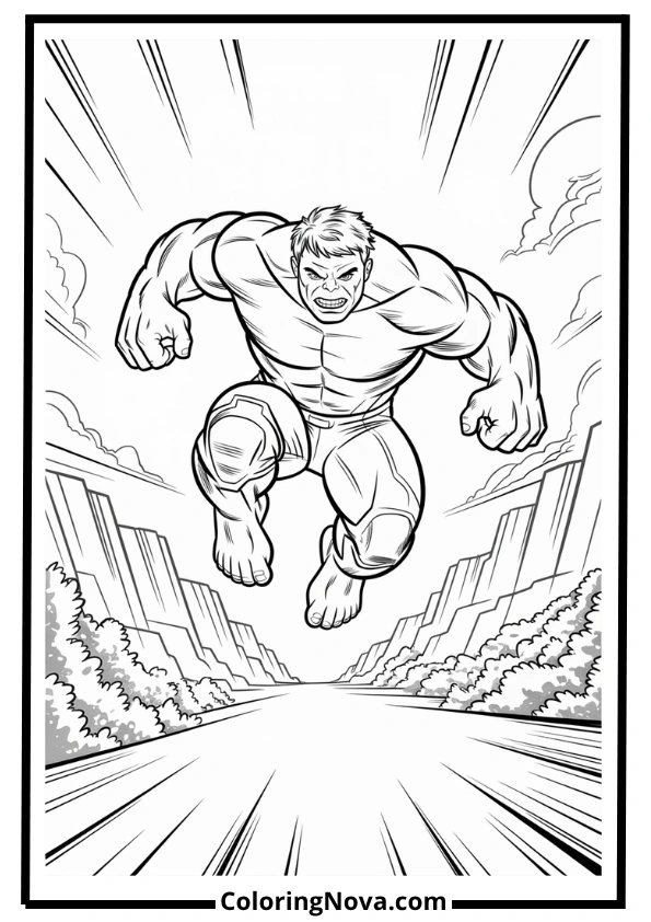 Hulk on the Run Coloring Page