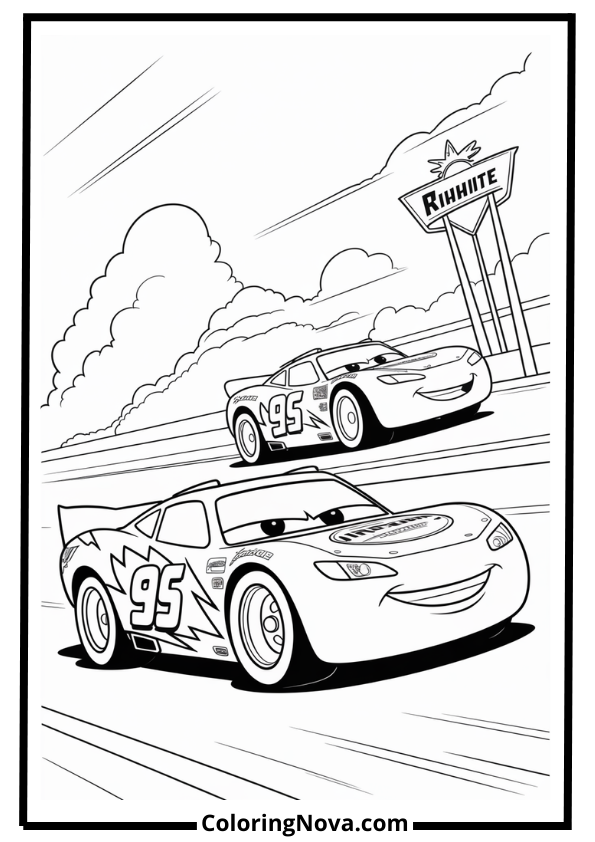 McQueen and Cruz Starting Line Coloring Page
