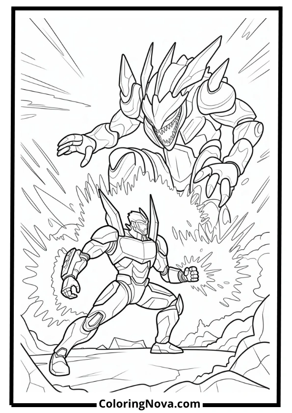 Mecha vs. Monster Coloring Page