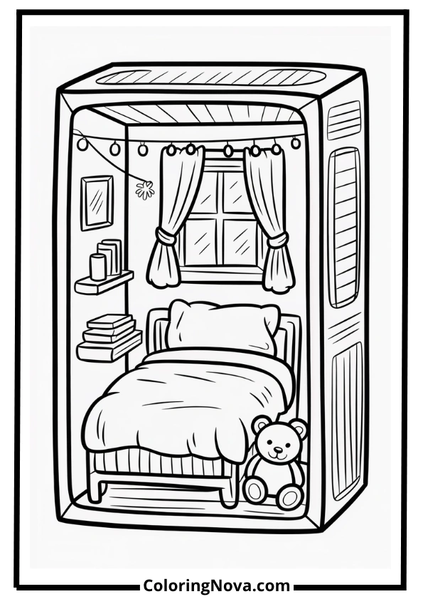 Mini Bedroom in a Matchbox coloring page