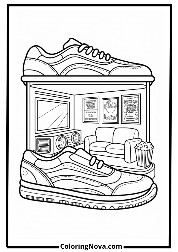 Mini Cinema Room in a Shoe coloring page