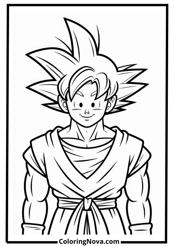 Peaceful Goku Smiling Coloring Page