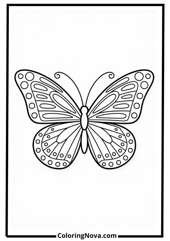 Symmetrical Tribal Butterfly Coloring Page