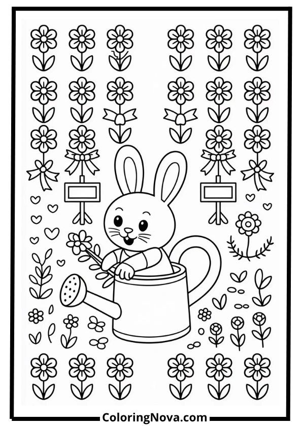 Tiny Flower Shop in a Watering Can coloring page