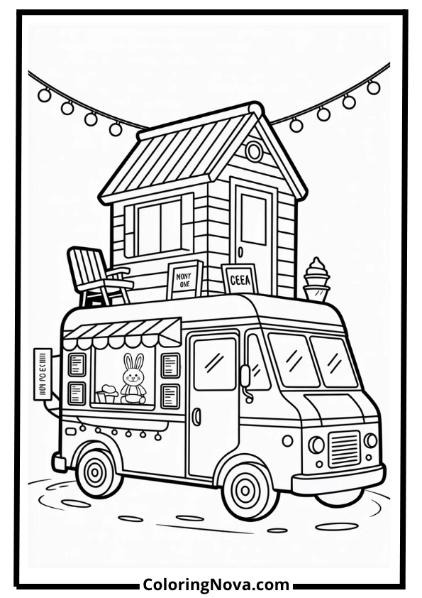 Tiny Ice Cream Truck House coloring page