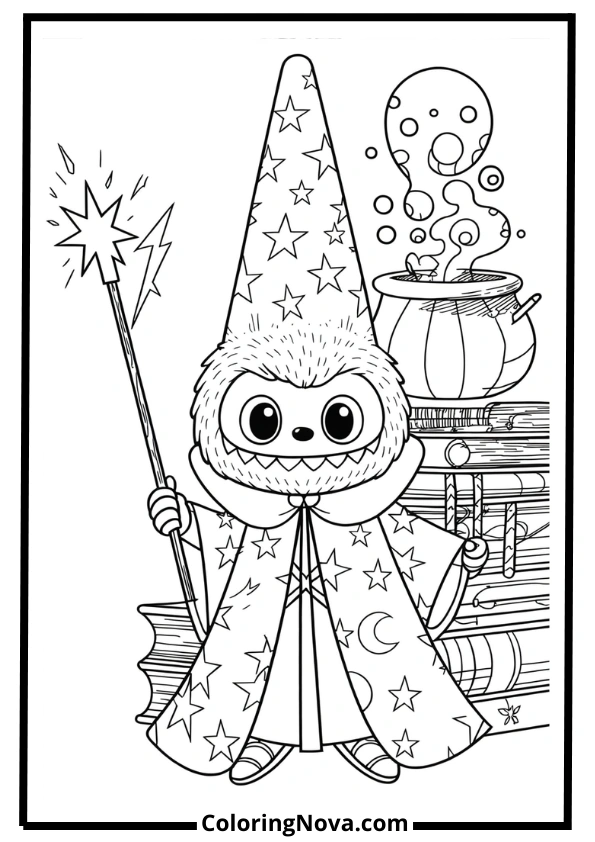 Labubu Magical Wizard Edition Coloring Page