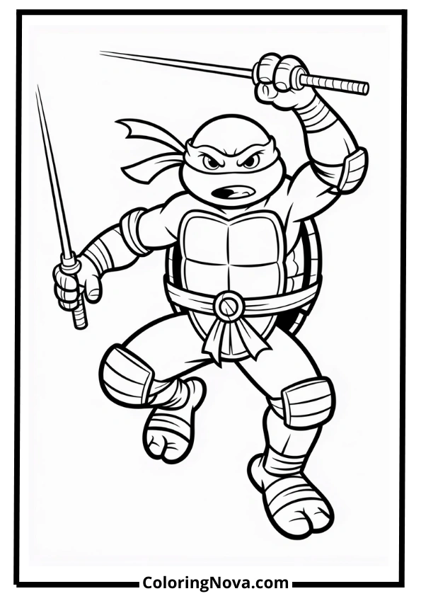 Raphael in Action Coloring Page