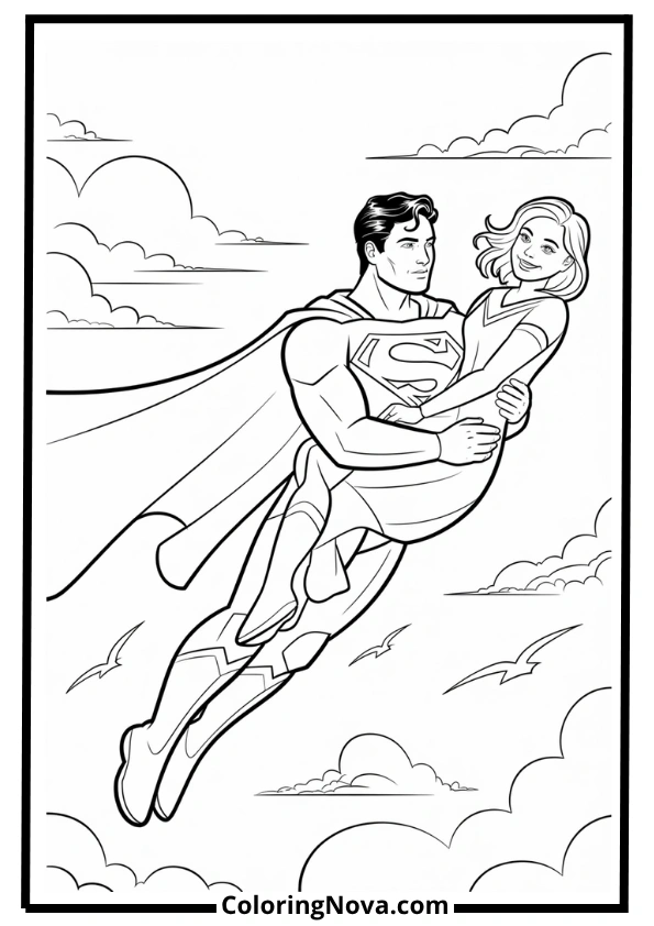 Superman and Lois Lane Coloring Page